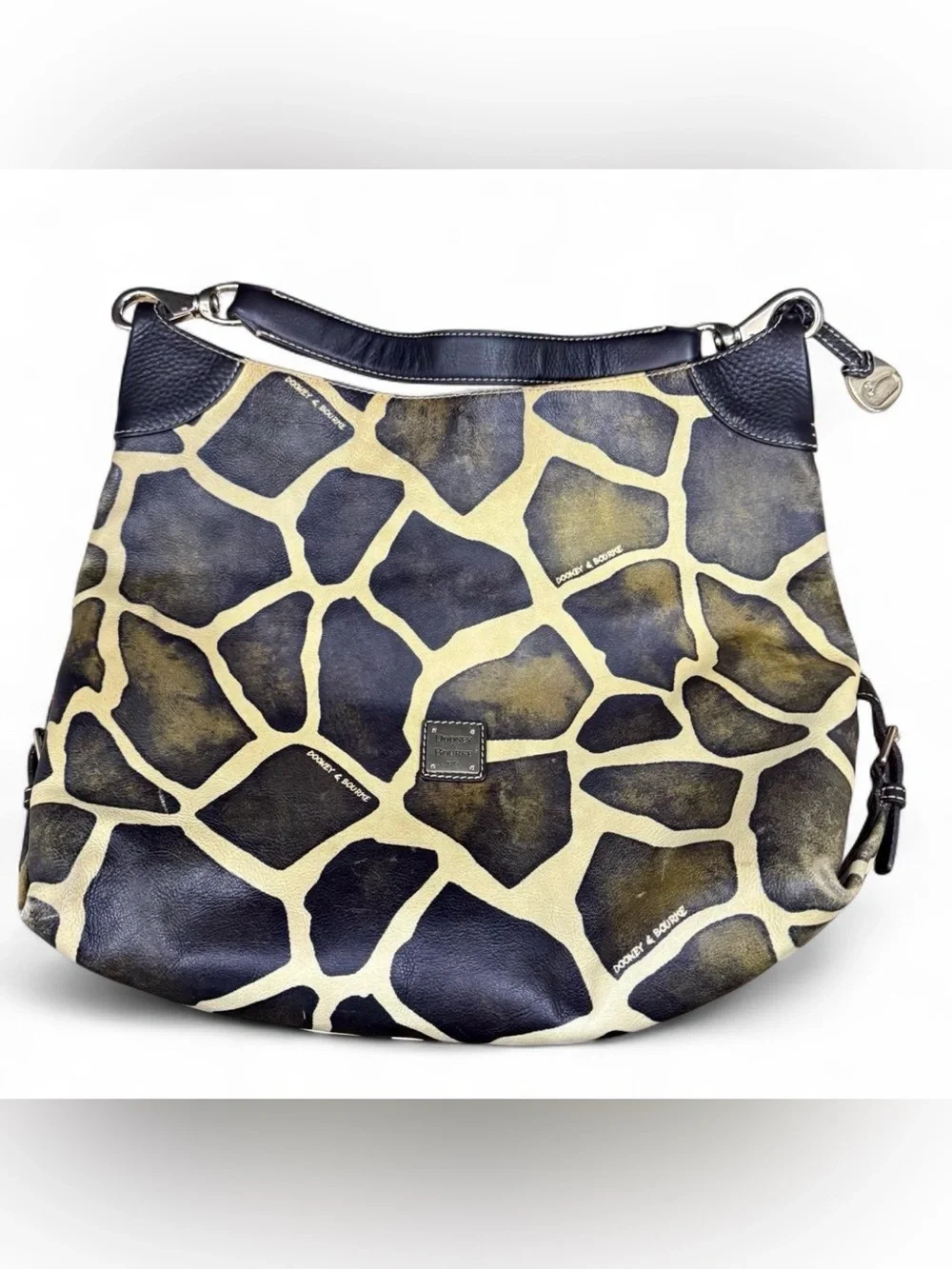 Dooney & Bourke Giraffe Print Coated Leather Hobo Shoulder Bag Vintage Look